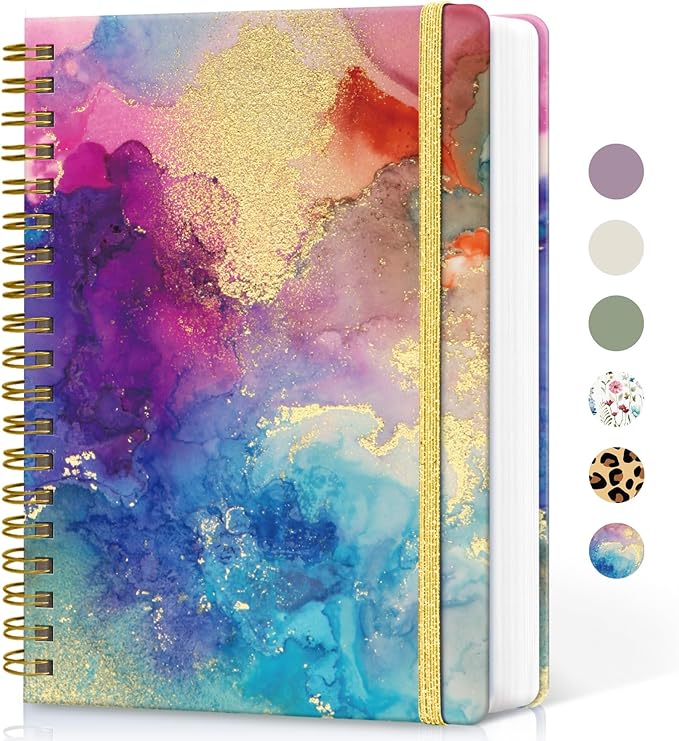 Lined Spiral Notebook Journal for Work, 300 Pages Thick B5 (7.1"x10") College Ruled Journal for Women & Writing, Hardcover Notebook for Note Taking, Perfect for Office Home School, Color Splash