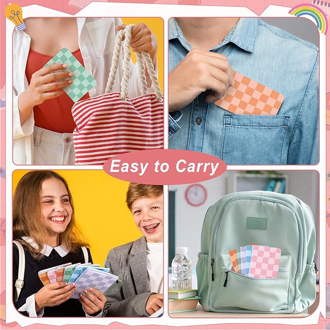 24 Pack Mini Hippie Groovy Notebooks Back to School Favors Small Pocket Size Retro Pink Blue Checked School Girl Notebooks for Students Teacher Appreciation Gift Employee Classroom Prize 5x3 Inch