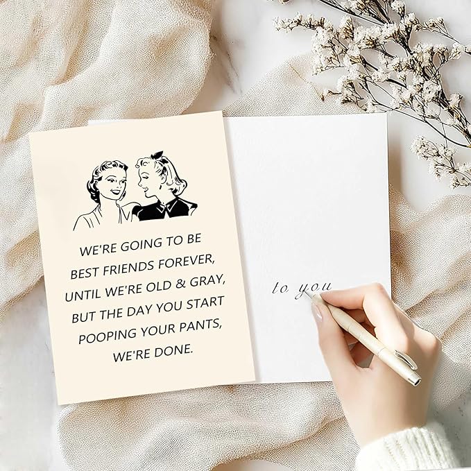 Funny Birthday Card Gift for Best Friend, Humor Friendship Card for Women Her, Sweet Birthday Friendship Gifts Cards for Bestie Sister Bestfriend
