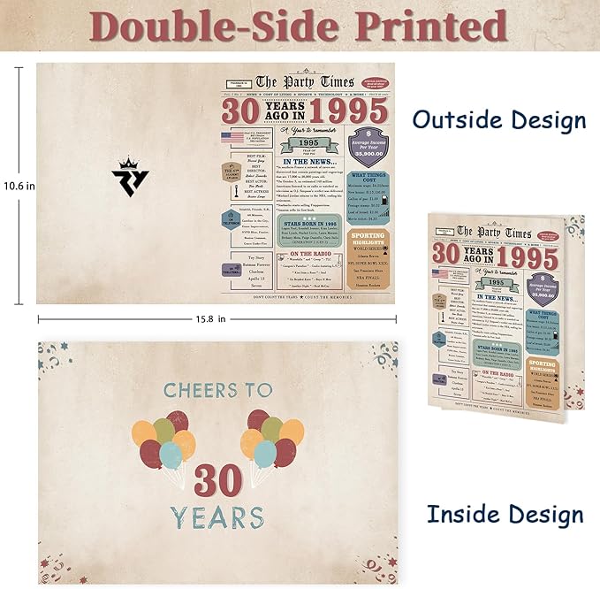 30th Birthday Decorations for Her Him, 30th Birthday Card Gifts for Women Men, Gifts for 30 Year Old Woman Man