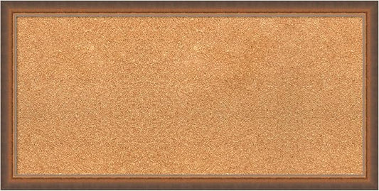 Amanti Art Natural Cork Board for Wall, 16x32 Vision Board with Bronze Frame, Medium Corkboard Office Decor for Home Organization, Modern Corkboard Pinboard to Display Items for Home Organization in