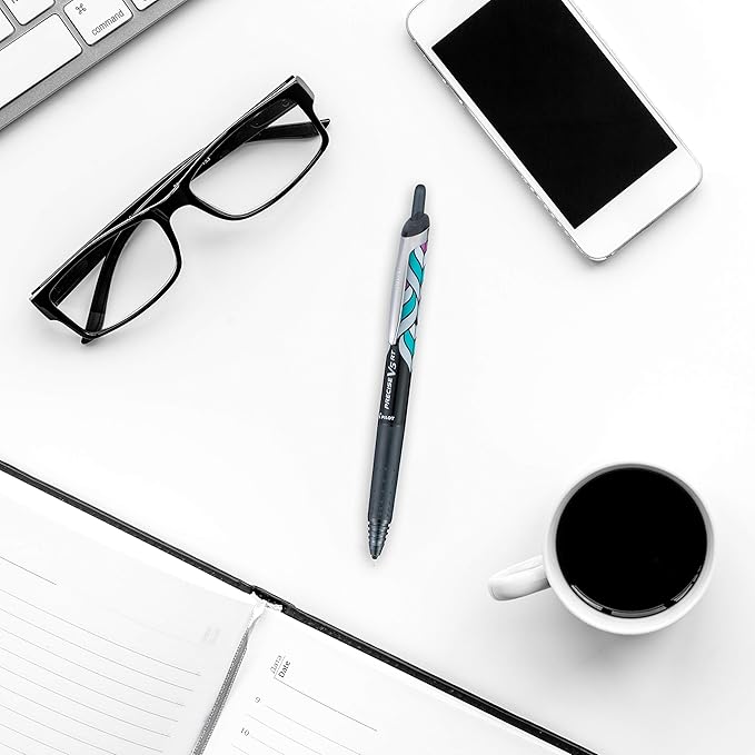 Pilot, Precise V5 RT Refillable & Retractable Rolling Ball Pens, Extra Fine Point 0.5 mm, Black, Tub of 48