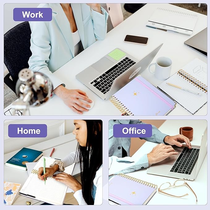 Yoment Leather Spiral Notebooks for Work 5 Subject Notebook College Ruled with Dividers 360 Pages B5 Hardcover Lined Journals for Women Men Writing B5 Size, Purple