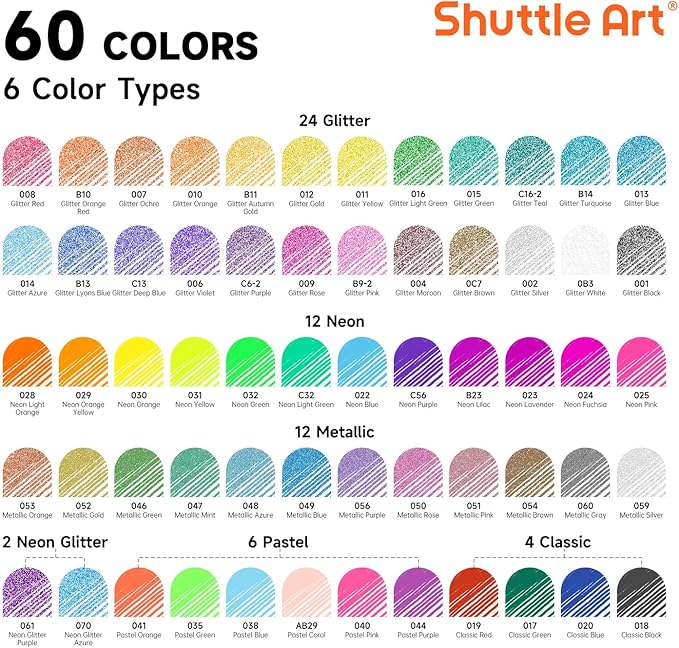 Shuttle Art Gel Pens, 120 Pack Gel Pen Set 60 Colored Gel Pen with 60 Refills for Adults Coloring Books Drawing Doodling Crafts Scrapbooking Journaling