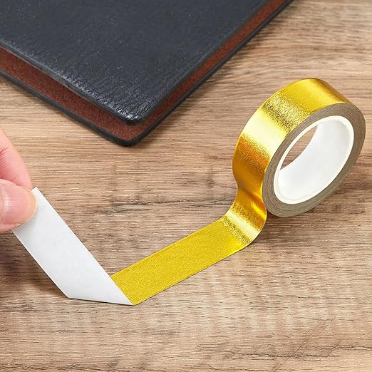QDiShi Yellow Gold Washi Tape for Wall Decor Decorative,Foil Masking Tape Low Tack Self Adhesive Decorative Washi Tape Shiny Metallic Color Washi Tape 0.59in x66FT