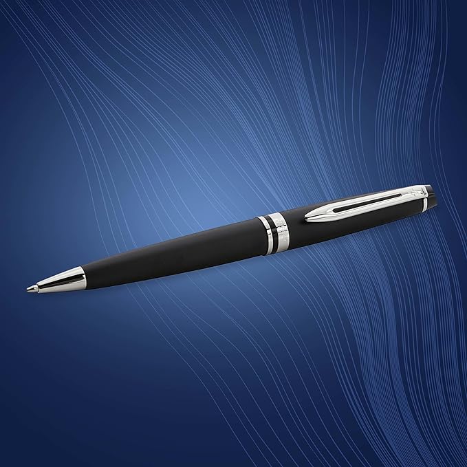 Waterman Expert Ballpoint Pen, Matte Black CT, Medium Nib, Blue Ink