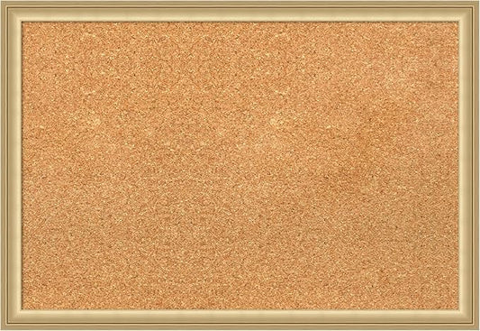 Amanti Art Natural Cork Board for Wall, 18x26 Vision Board with Gold Frame, Medium Corkboard Office Decor for Home Organization, Casual Corkboard Pinboard to display items for home organization