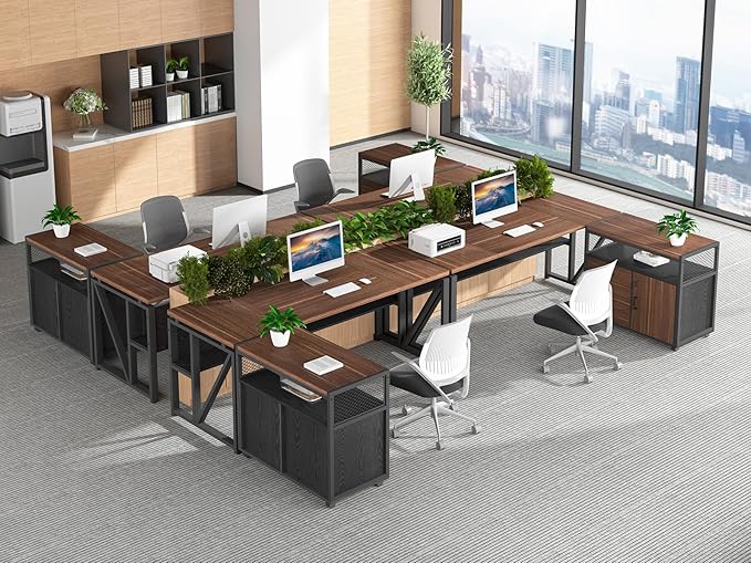 Tribesigns Office Desk with Drawers Sets, 63 inches L Shaped Computer Desk with Mobile File Cabinet,Big Executive Desk for Home Office Furniture Sets (Dark Brown, 63-inch)