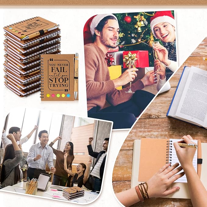 Tenceur Back to School Inspirational Gifts Bulk Employee Appreciation Spiral Notebook with Journals Sticky Note Pen Motivational Thank You Gifts for Teacher Students Team Coworkers Staff(30 Sets)