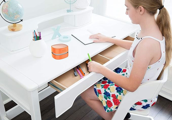 ODISTAR Desktop Vacuum cleaner,Mini table dust sweeper Energy Saving,High endurance up to 400 mins,Cordless&360º Rotatable Design for Cleaning Hairs,Crumbs,Computer Keyboard of gifts for kids (orange)