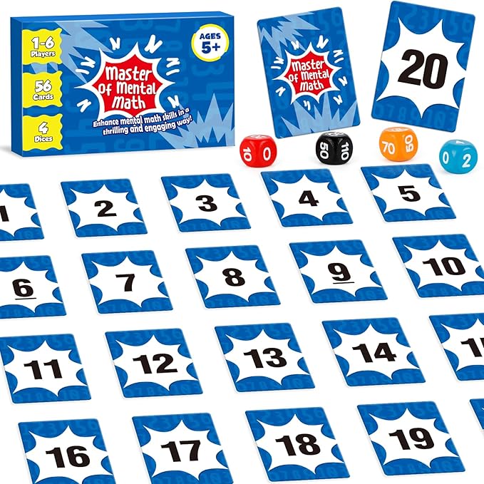 Aizweb Math Games for Kids,Addition, Subtraction, Multiplication, Division Flash Card Educational Learning Games Counting Homeschool Classroom Travel Indoor Outdoor Dice Family Games