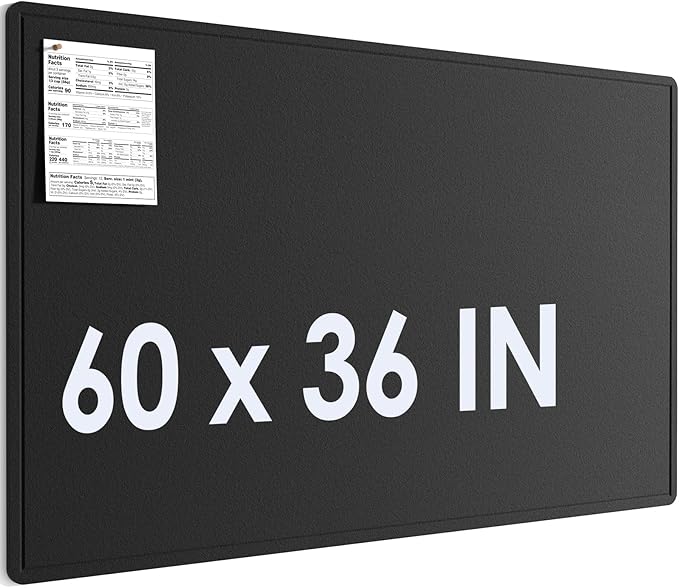 MaxGear Extra Large Bulletin Board 60" x 36", Foldable Felt Board Vision Board Supplies, Cork Board for Office, Home, School, Small Pin Boards for Walls Decorative Display Board Black