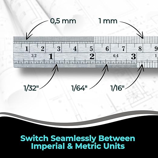 6 Inch Metal Ruler Bulk Set - 10-Pack of Compact 6 Inch / 15cm Stainless Steel Rulers - Precise Edge-Starting Imperial & Metric Measurements - Essential for Classrooms, Workshops, and Offices