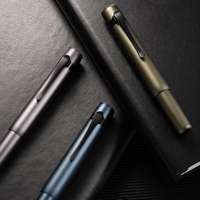Hongdian M2 Black Forest Mini Rollerball Pen, Fine Point 0.5mm, Sleek Aluminium Pocket Pen with Black Ink Refill, Ideal for Travel & Signature (Midnight Blue)