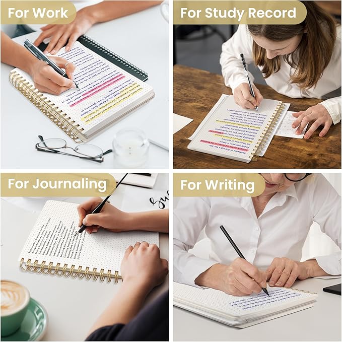 Spiral Dotted Notebook Journal for Work, 300 Pages, Thick B5 (7.1"x10") Bullet Dotted Journal for Women & Writing, Hardcover Notebook for Note Taking, Perfect for Work School Note Taking Business, Grey Beige