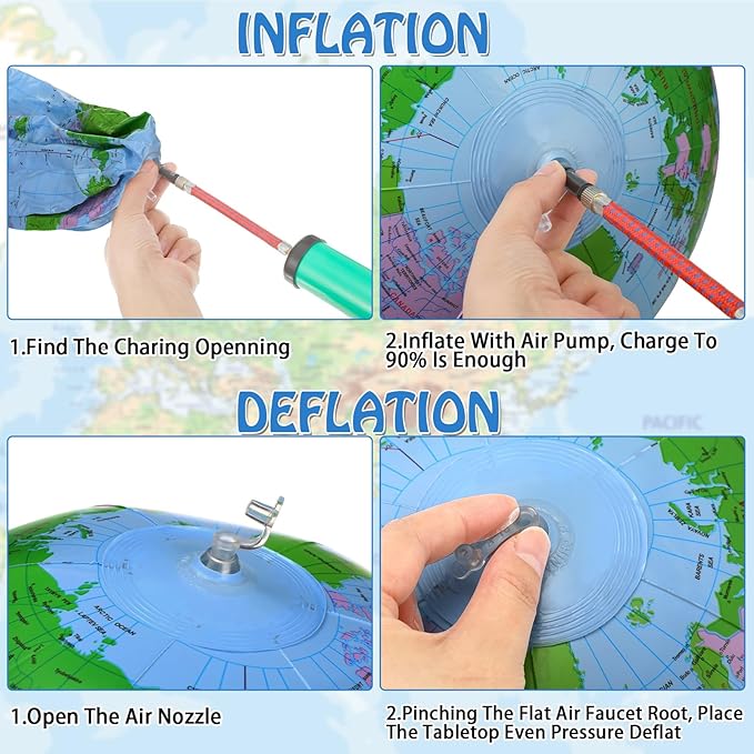 Pangda 2 Pack Inflatable Globe Blow up World Globe Beach Ball Globe for Party Bags, PVC Material