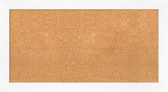 Amanti Art Natural Cork Board for Wall, 19x35 Vision Board with White Frame, Medium Corkboard Office Decor for Home Organization, Modern Corkboard Pinboard to Display Items for Home Organization in