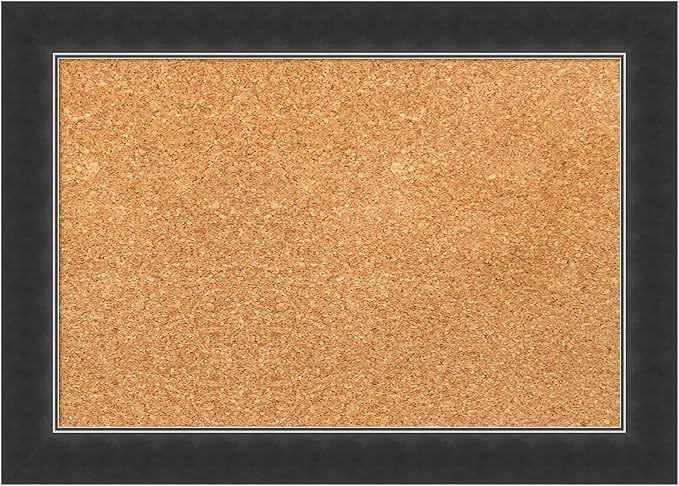 Amanti Art Natural Cork Board for Wall, 15x21 Vision Board with Black Wood Frame, Small Corkboard Office Decor for Home Organization, Modern Corkboard Pinboard to Display Items for Home Organization