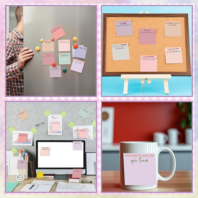 Yinder 24 Pcs Team Sticky Notes Team Appreciation Gifts Bulk Employee Coworker Inspirational Sticky Notes Pad Appreciation Gifts for Teacher Nurse Office Supplies 3 x 3''(Aesthetics,Appreciation)