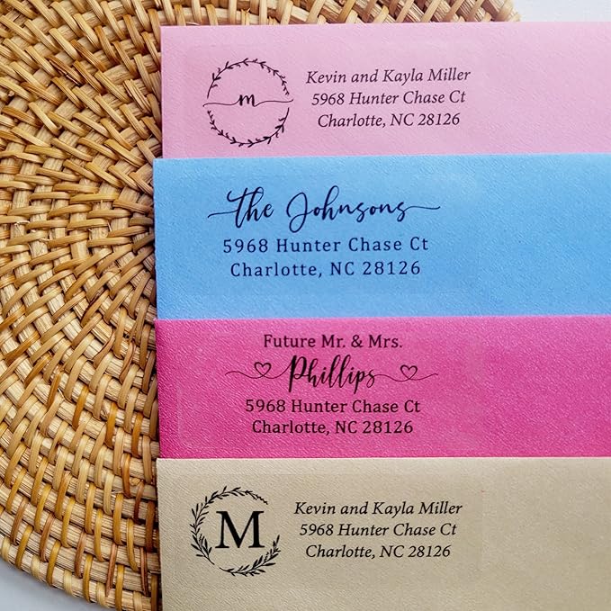 Personalized Return Address Labels Simple - Set of 240 Elegant Custom Mailing Labels for Envelopes, Self Adhesive Flat Sheet Rectangle Personalized Name Stickers (Clear)