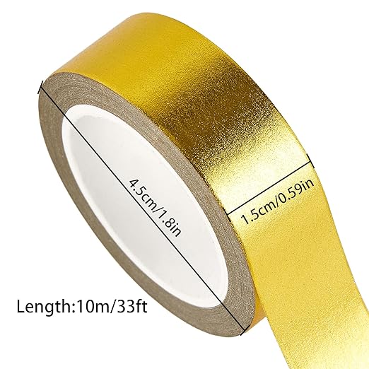 QDiShi Yellow Gold Washi Tape for Wall Decor Decorative,Foil Masking Tape Low Tack Self Adhesive Decorative Washi Tape Shiny Metallic Color Washi Tape 0.59in x66FT