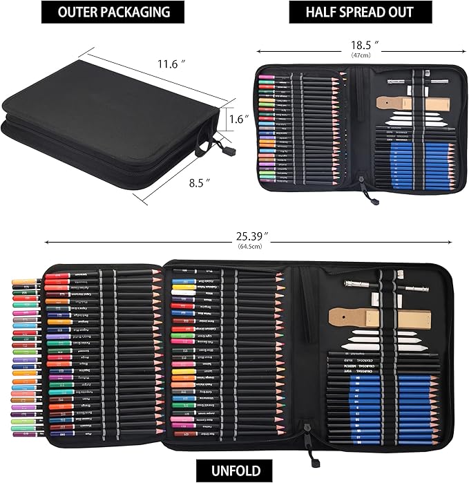 KALOUR 96 Premium Drawing Pencil Set,including 72 Colored pencil and 24 sketch kit, for Drawing,sketching and Coloring Books,Art Supplies for Beginner,Artists and Adults