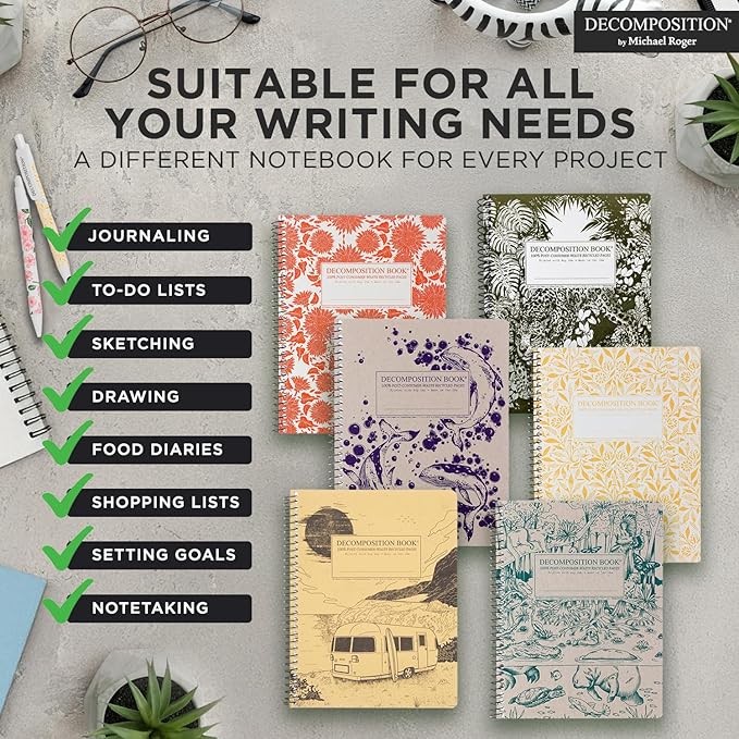 Decomposition Pear Bears College Ruled Spiral Notebooks – 9.75 x 7.5 Journal with 160 Lined Pages – Notebooks for School Supplies, Home & Office – 100% Recycled Paper – Made in USA