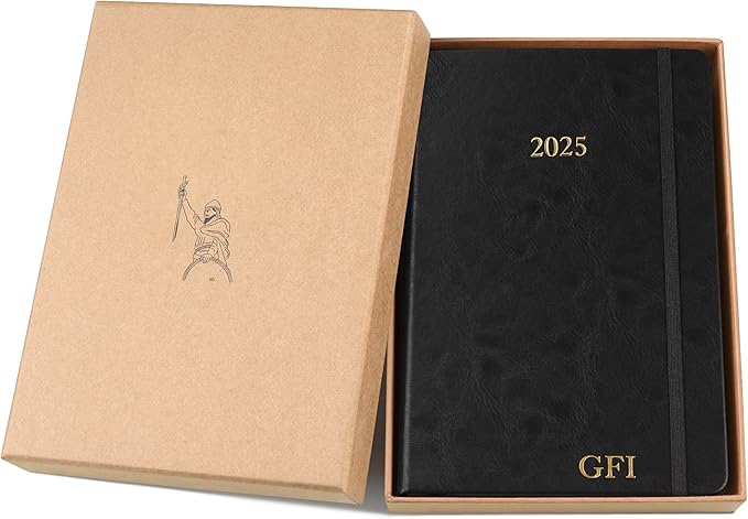 Wykeham's Executive 2025 Daily Journal Planner – Customization Available (Personalized Black, 8.5"×5.5")