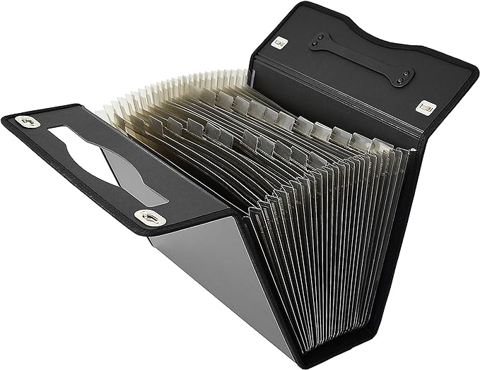 CNK Accordion File Folders with 24 Pockets Organizer for Document Paper Storage Folder Documents Expanding Binder Folio Pocket Receipt Filing Expandable Files Dividers Labels Letter Durable Handle