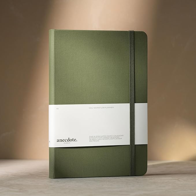 Anecdote 2025-2026 Planner: A Monthly, Weekly & Daily Planner 2025-2026 for Planning Your Success - A5 Size Hardcover Start Anytime and Achieve your Goals - Olive Green