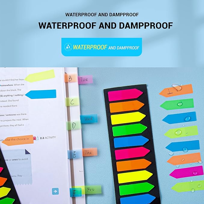 2400 Pcs Sticky Tabs Page Markers Sticky Index Tabs, Arrow Flag Tabs - 10 Primary Color Tabs Page Flag Markers Bookmarks