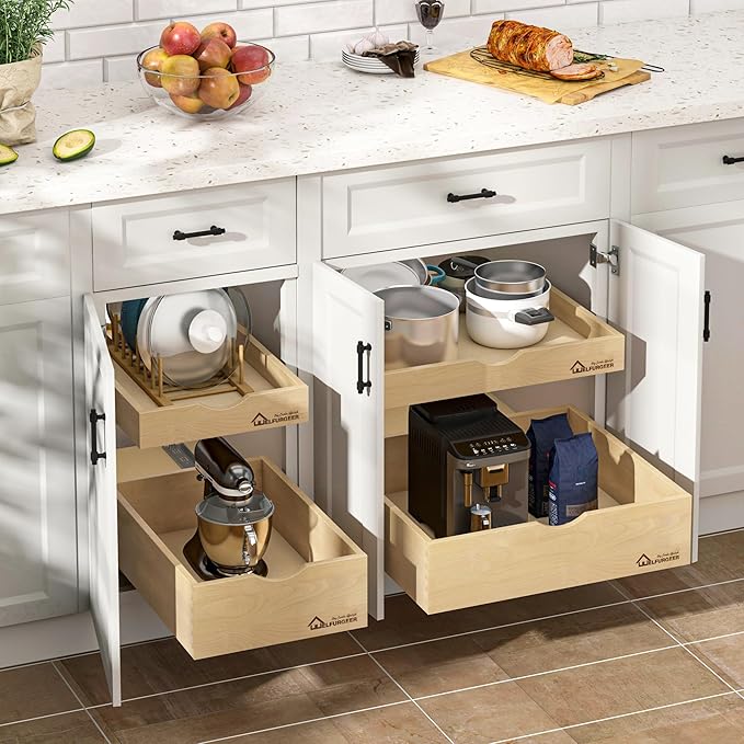WelFurGeer Soft Close Pull Out Drawers for Kitchen Cabinets, 23" W x 22" D Pull Out Cabinet Organizer, Smooth Slide-Out Shelves for Kitchen Cabinets, Space-Saving Pullout Drawer for Home Organization