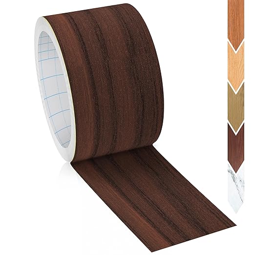 GSCIT Club Walnut Wallpaper, 2.4 inch X 25ft Self Adhesive Wood Grain Repair Tape Walnut Repair Patch for Tables, Chairs, Baseboards, Doors, Windows, Floors, Handicraft DIY.