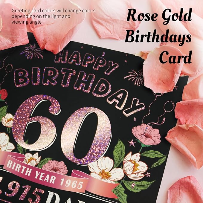 60th Birthday Card for Women Her, Jumbo Pop Up 60th Birthday Cards for Wife Mom, Happy 60th Birthday Decorations for 60 Year Old Women Funny Birthday Gifts, Review of 1965, Pink