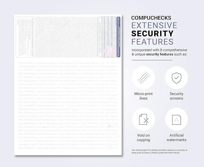 Compuchecks Blank Check Paper - 500 Pack - Computer Security Business Checks, QuickBooks & Laser Printer Compatible - Check On top, Voucher On Bottom - Check Paper Size 8 1/2-11 - Green Diamond