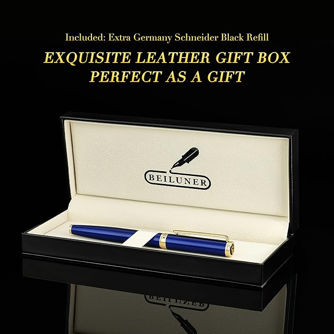BEILUNER Luxury Rollerball Pen,24K Gold Trim,Noble and Elegant Designs,Schneider Ink Refill, Best Roller Ball Pen Gift Set for Men & Women, Professional, Executive Office, Nice Pens