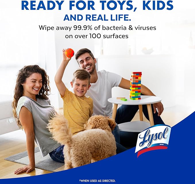 Lysol Disinfectant Wipes, Multi-Surface Antibacterial Cleaning Wipes, For Disinfecting and Cleaning, Lemon and Lime Blossom, 80 Count (Pack of 3)