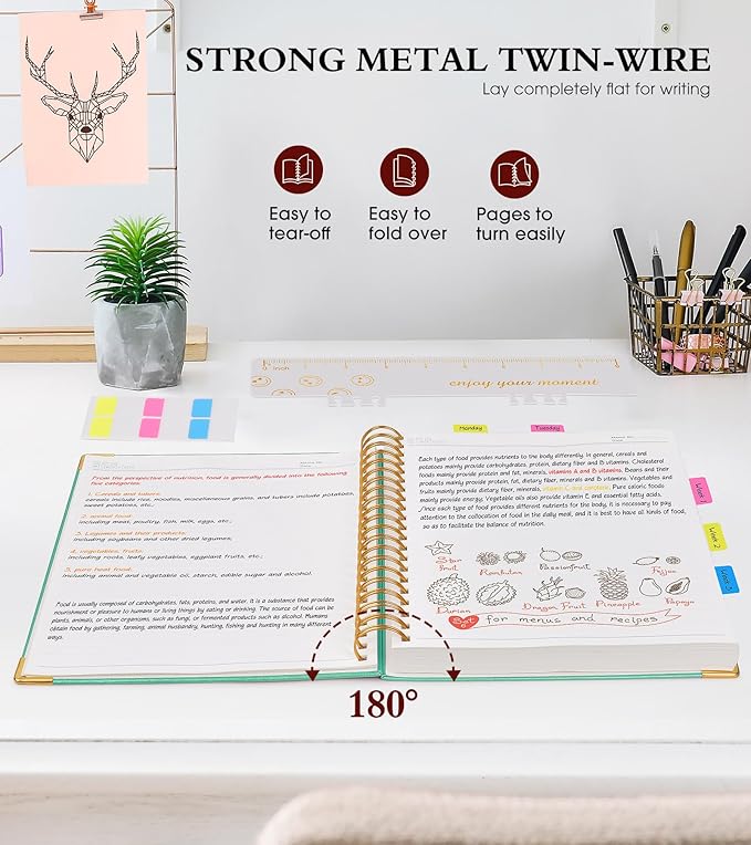 Spiral Notebook Journal 7.6” x 10”, 300 Pages Hardcover Leather Lined Journals for Women Men, B5 Large College Ruled Notebooks with 100 GSM Thick Paper, Spiral Journal for Writing Work School, Teal