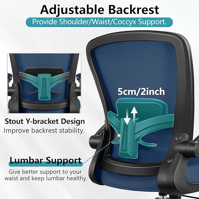 FelixKing Office Chair, Ergonomic Desk Chair Breathable Mesh Chair with Adjustable High Back Lumbar Support Flip-up Armrests, Executive Rolling Swivel Comfy Task Computer Chair for Home Office