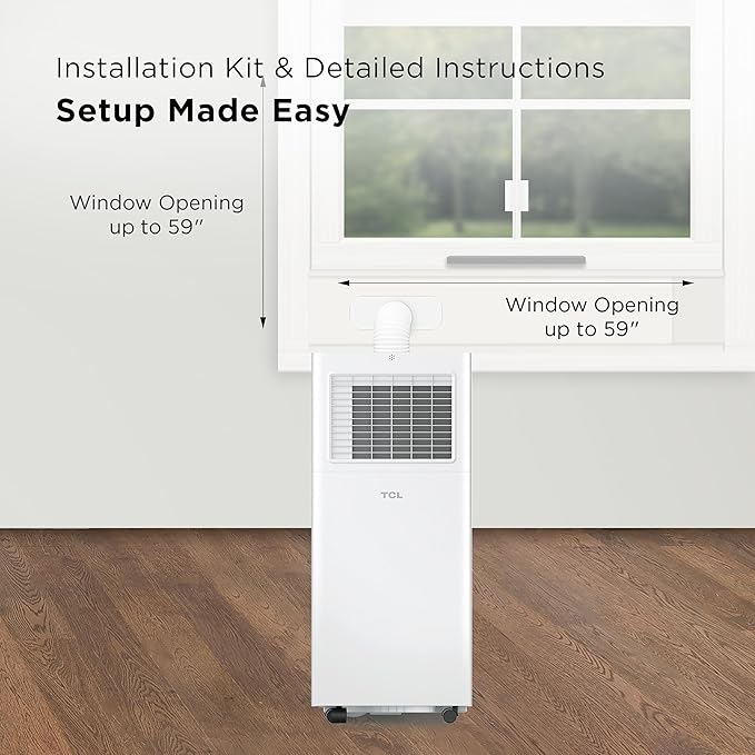 TCL 5,000 BTU Smart Portable Air Conditioner, Fan & Dehumidifier, 150 Sq. Ft., Ultra-Compact Design, Remote Control, Compatible with Alexa/Google Assistant, Install Kit Included