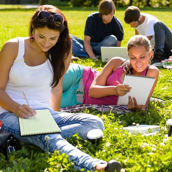 6 Pcs Legal Pad Top Spiral Bound Notebook 70 Sheets Wirebound Notepad Double Sided Ruled Memo Steno Book with Stiff Back Cover for Business(8.5 x 11 Inches,No Holes,Neutral Color)