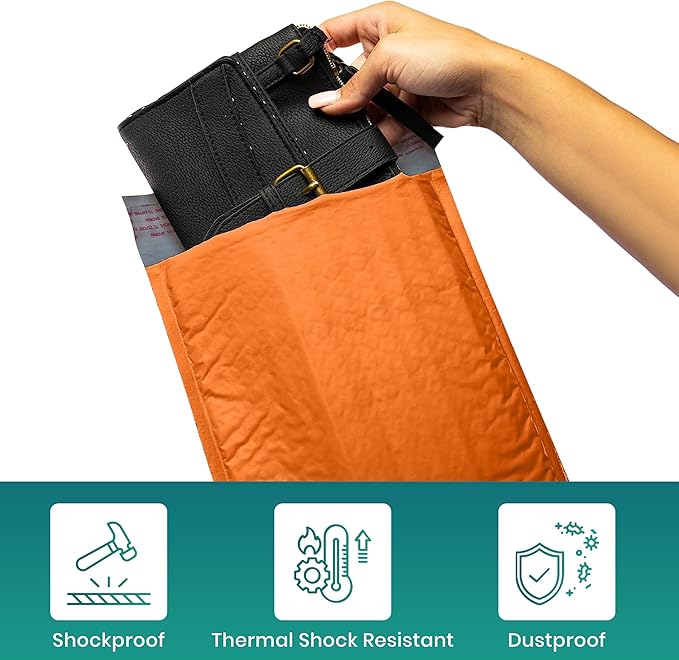 Levex - #000 4" x 8" [10 Pack] Orange Poly Bubble Mailers, Padded Envelope Mailers, Packing Envelope & Mailing Bags for Shipping