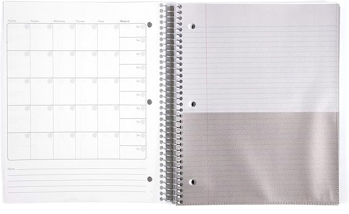 Mintra Office Durable Spiral Notebooks, 5 Subject (Lavender, College Ruled 1pk)