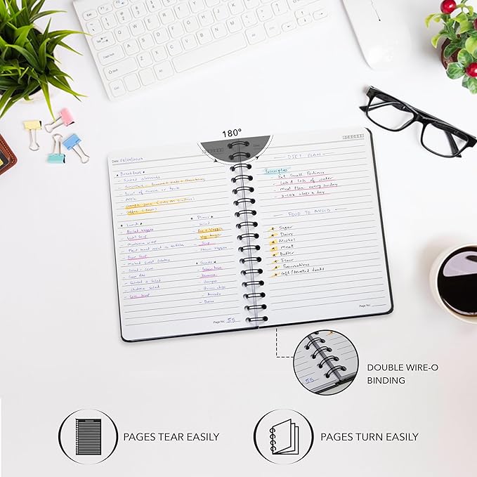 Lined Spiral Notebook Journal For Women & Men - A5(5.8" x 8.3") 170 Pages, Hardcover Notebooks for Work & Note Taking, College Ruled Journals for Writing - Grey