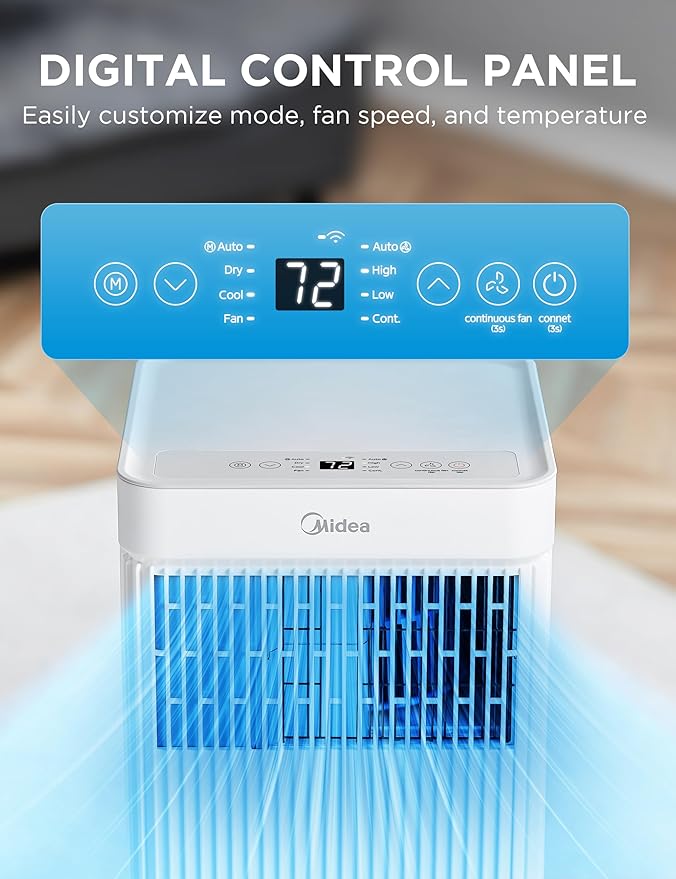 Midea MAP07S1AWT-A Air Conditioner, 10,000 BTU-Smart, White