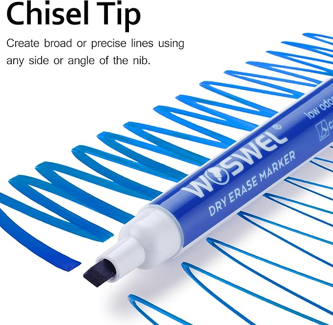 Dry Erase Markers, 60 Bulk Pack, 12 Assorted Colors Chisel Tip Whiteboard Markers, Chisel Point Low Odor Dry Erase Markers