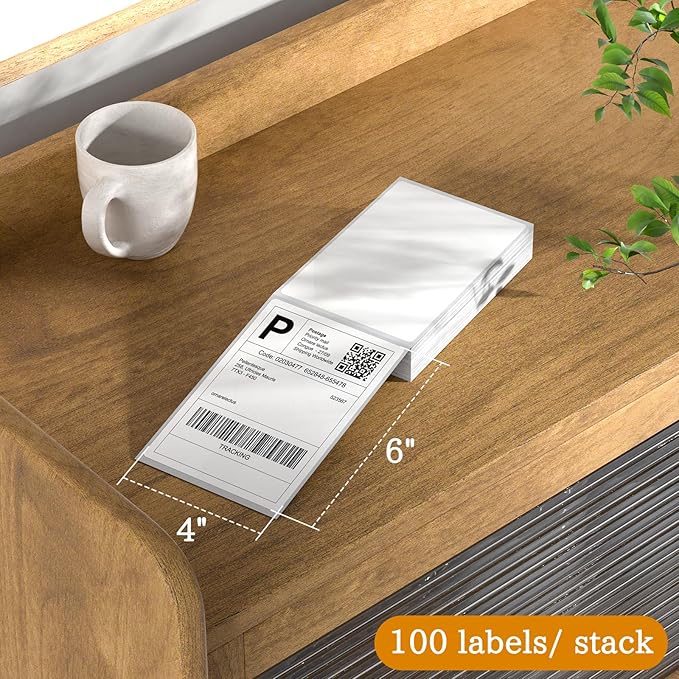 4 x 6 Fanfold Thermal Shipping Labels, 100 Laels Thermal Shipping Labels for FedEx Shipping Label, Compatible with JADENS,iDPRT, Munbyn Printers.