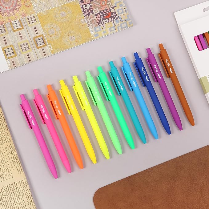 Mr. Pen- Retractable Gel Pens, 12 Pack, Bright Color Ink Gel Pens, Gel Pens Fine Point 0.7mm, Retractable Pens, Cute Pens, Gel Ink Pens, Aesthetic Pens for Journaling Fine Tip Pens