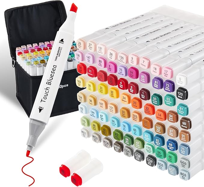 Y YOMA 80 Color Alcohol Markers Dual Tip Art Drawing Coloring Marker Permanent Sketch School Supplies Aesthetic Gift for Kids Adults Comic Anime Manga Illustration