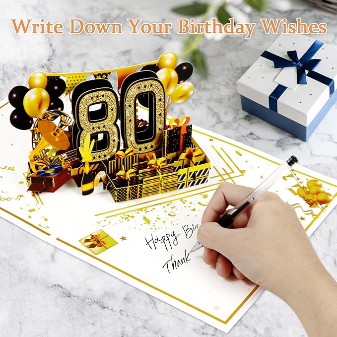 80th Birthday Card for Men Women, Funny 3D Pop Up 80th Birthday Gifts for Grandma Mom Dad, Back In 1945 Happy 80 Year Old Birthday Decorations Cards for Her Him